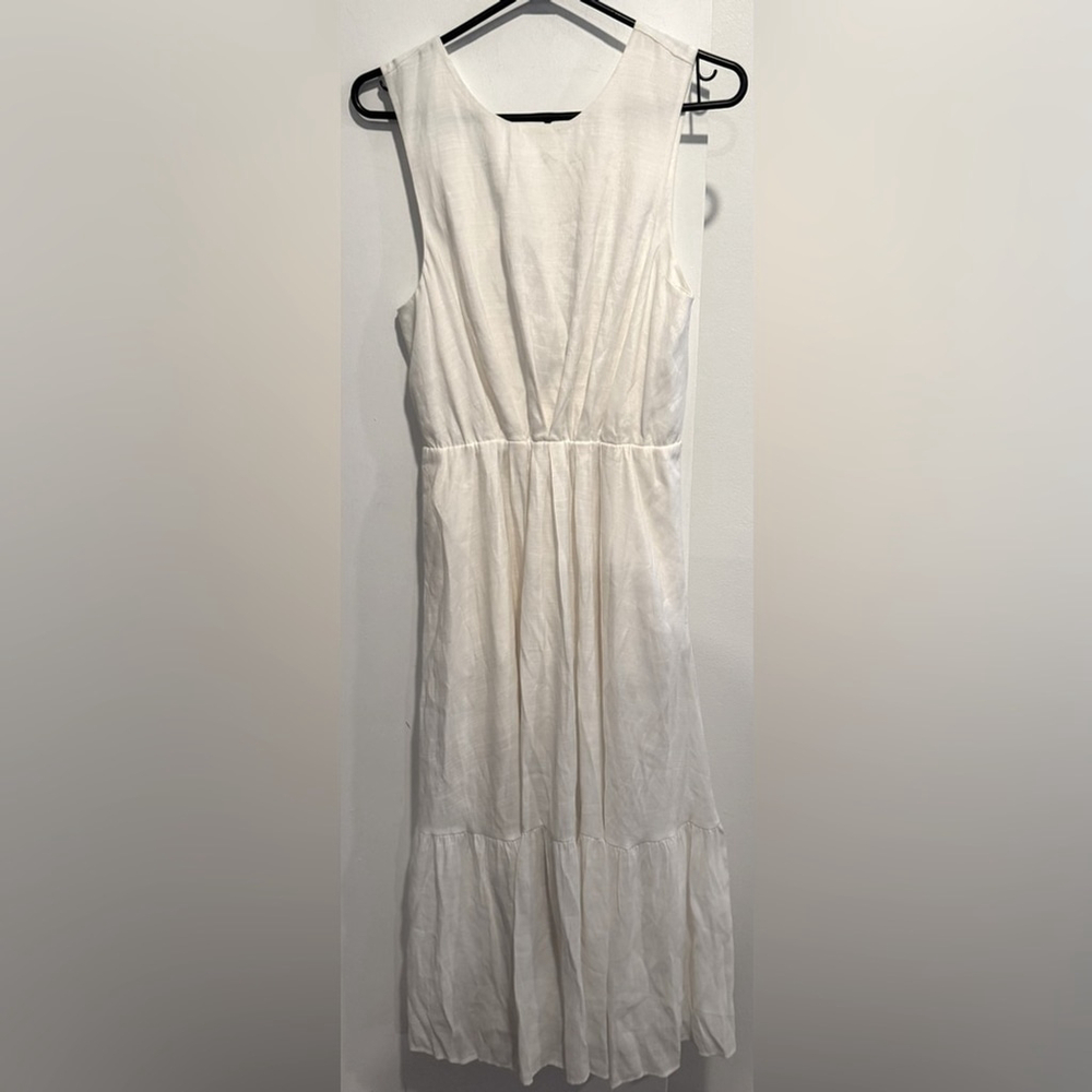 BANANA REPUBLIC open back midi dress white snowy day sold out lined peasant USS